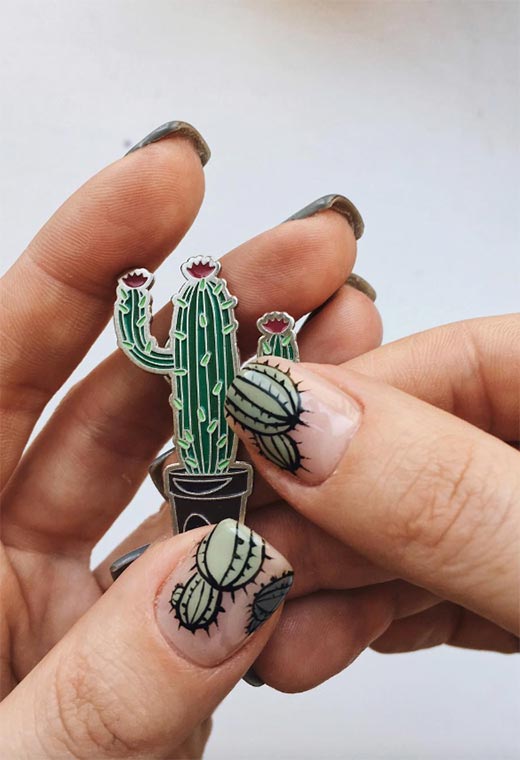 Nail art estiva 2020 con cactus