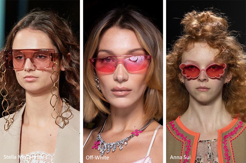 Occhiali da sole con le lenti rosa moda primavera estate 2020