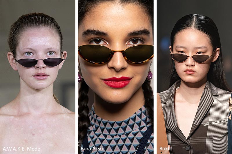 Occhiali da sole piccoli a triangolo e allungati moda 2020