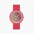 Orologio O Clock magenta con meccanismo glitter bicolor cedro e coral catalogo primavera estate 2020 prezzo 31 euro