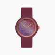 Orologio O Clock porpora con meccanismo glitter bicolor cassis e amaranto catalogo primavera estate 2020 prezzo 31 euro