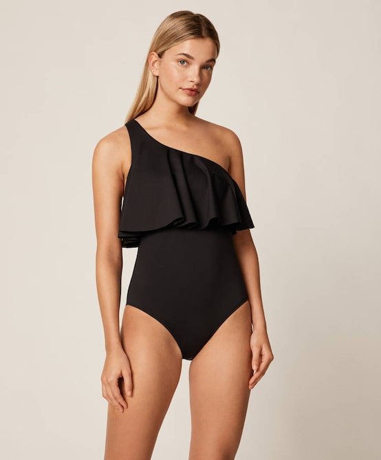 Costume intero monospalla con volant Oysho 2020 prezzo 4599 euro