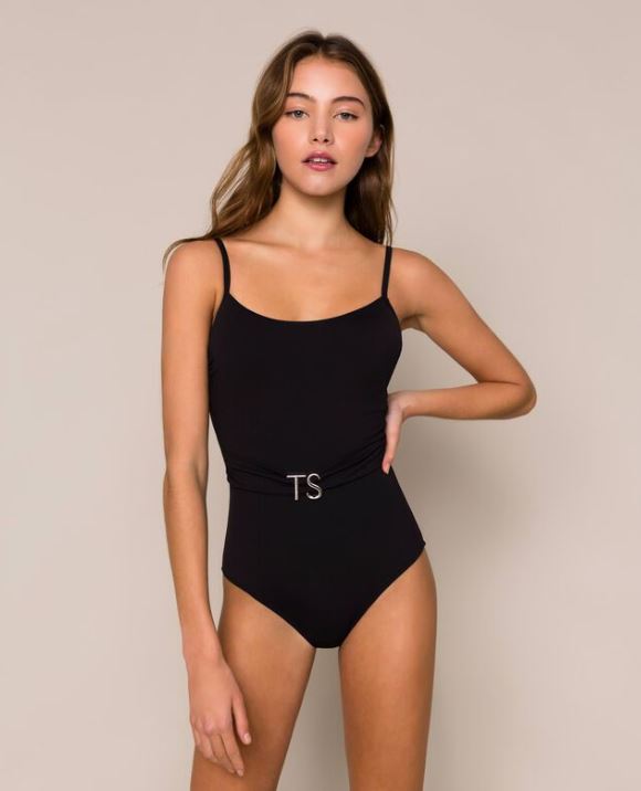 Costume intero nero con logo TS 2020