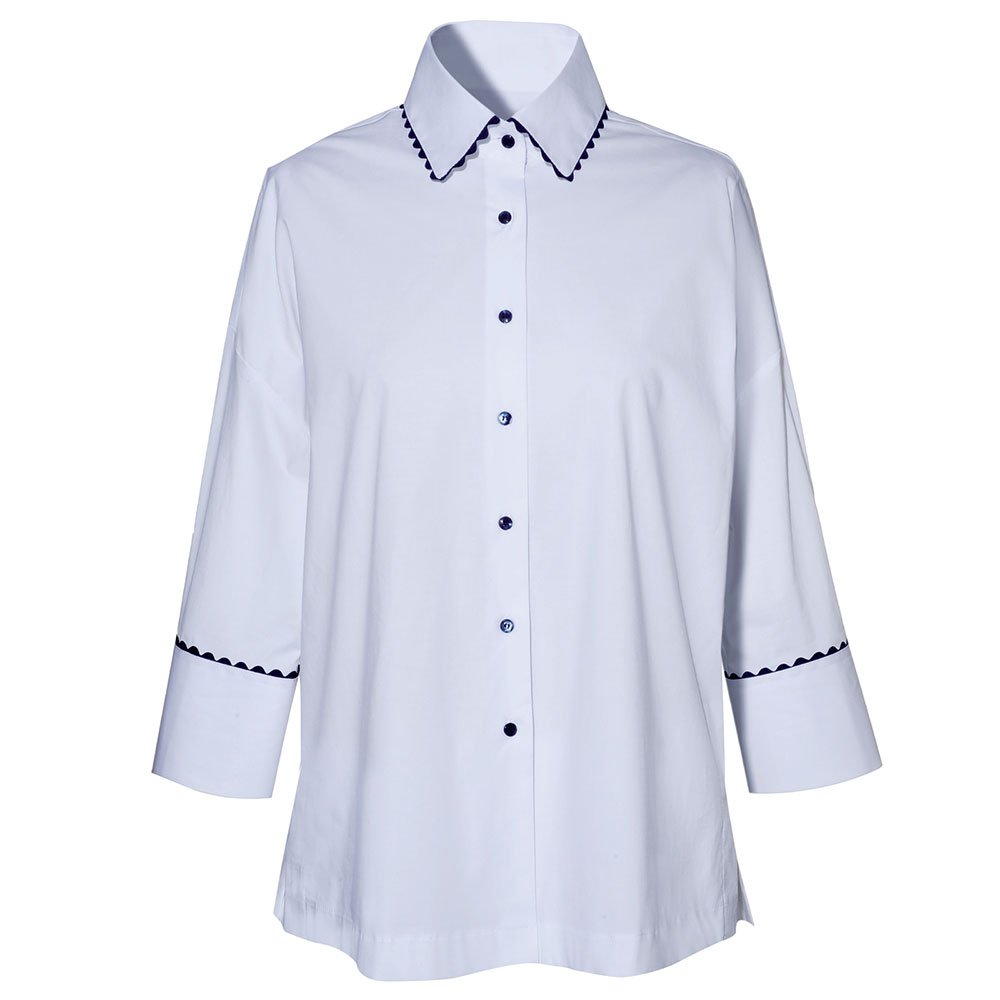 Camicia bianca con bottoni blu NaraCamicie