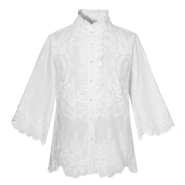 Camicia in cotone bianco ricamata NaraCamicie 2020 Camicia in cotone bianco ricamata NaraCamicie 2020