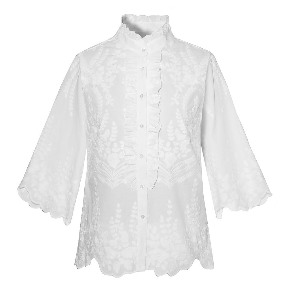 Camicia in cotone bianco ricamata NaraCamicie 2020