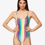 Costume intero Benetton a righe colorate estate 2020
