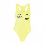 Costume intero Chiara Ferragni flirting giallo stile olimpionico estate 2020