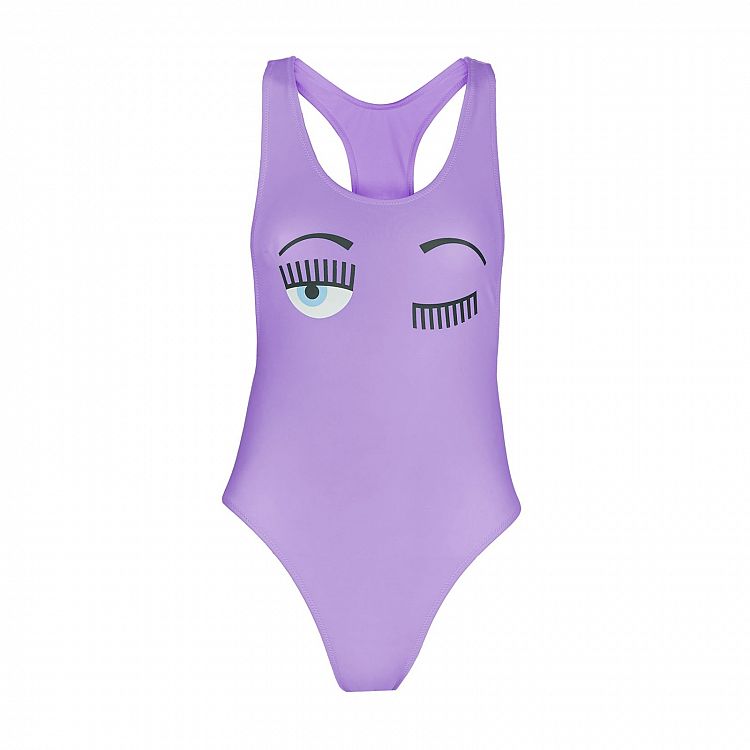 Costume intero Chiara Ferragni flirting lilla stile olimpionico estate 2020