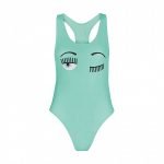 Costume intero Chiara Ferragni flirting verde stile olimpionico estate 2020