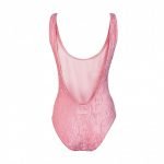 Nuovo costume intero Chiara Ferragni in ciniglia rosa con logo Flirting estate 2020 foto retro