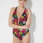 Tezenis costume intero nero a fantasia floreale Tezenis 2020