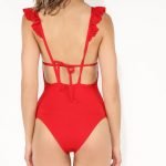 Tezenis costume intero rosso con volant estate 2020 foto retro