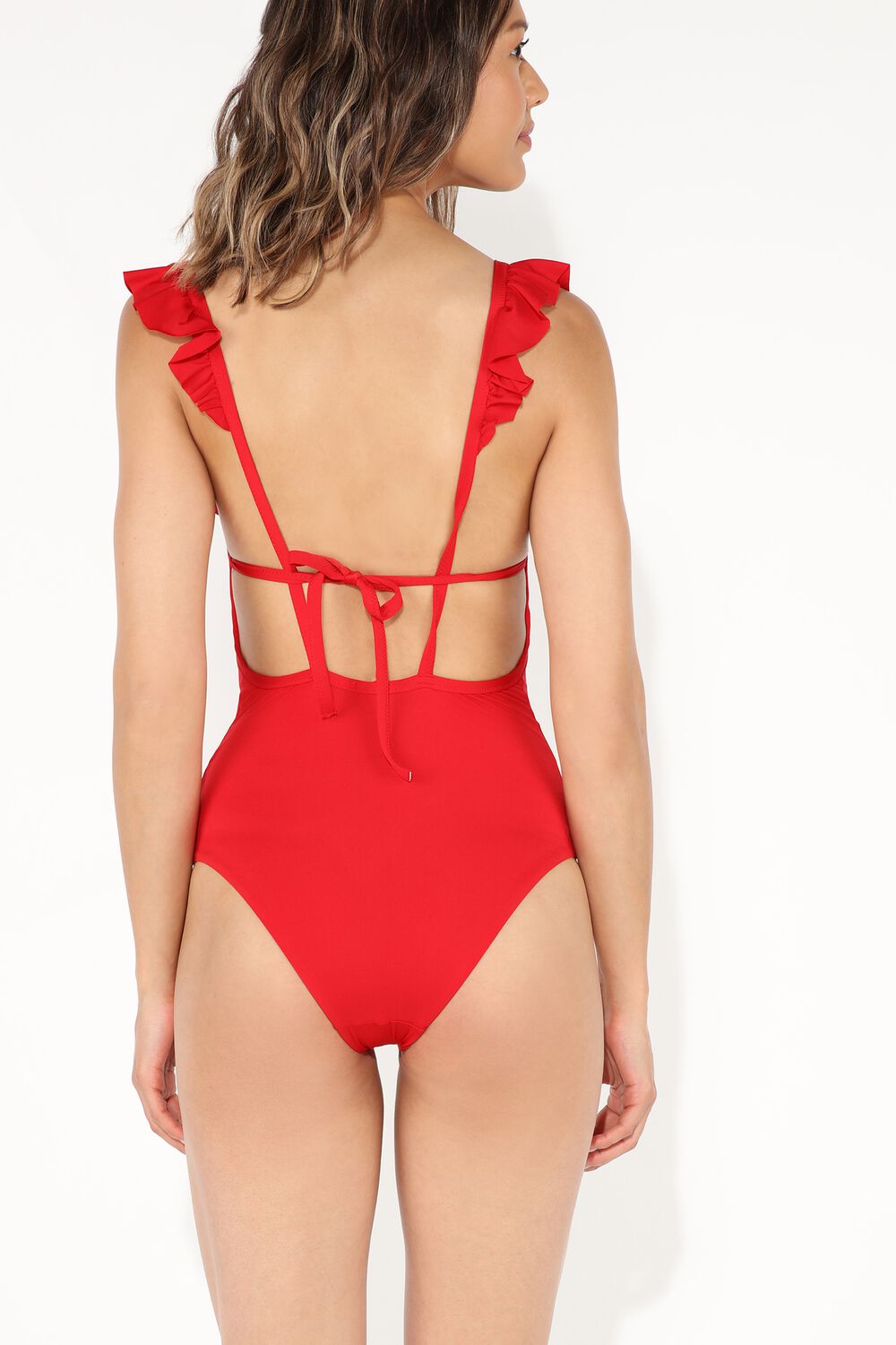 Tezenis costume intero rosso con volant estate 2020 foto retro