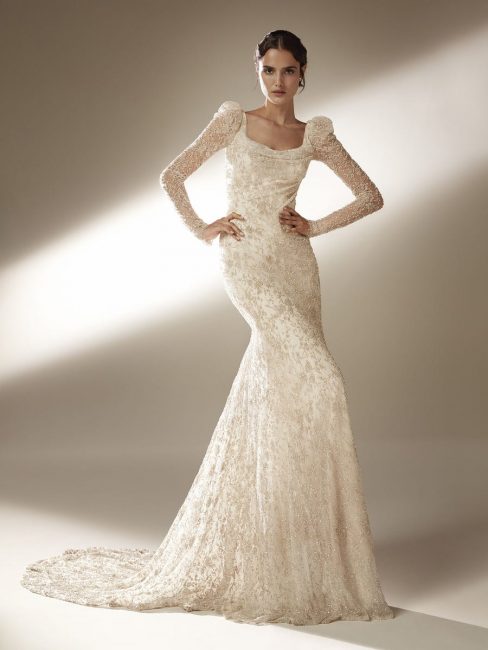 Abito da sposa a sirena anni 20 Pronovias 2021 Abito da sposa a sirena anni 20 Pronovias 2021