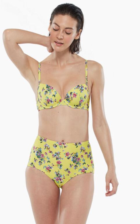 Lovable costume da bagno giallo con slip a vita alta e push up