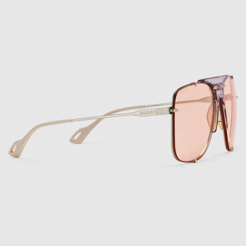 Occhiali da sole aviator rosa Gucci 2020 con aste in metallo