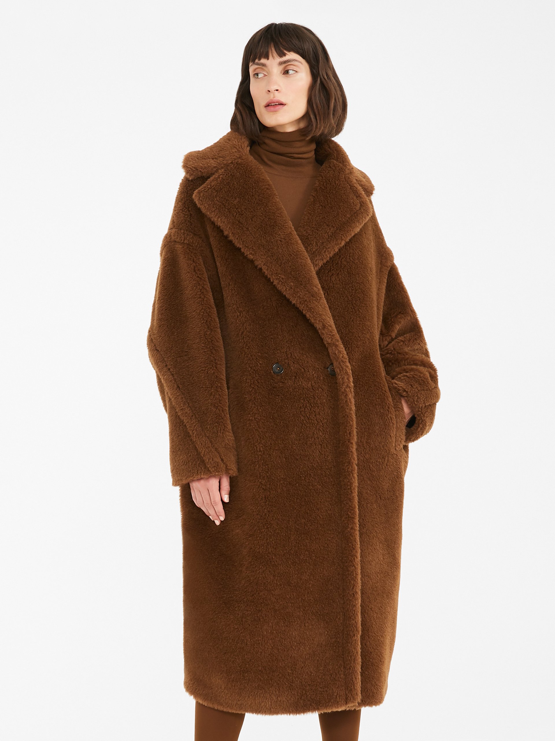 Cappotto Max Mara effetto pelliccia inverno 2021 mod Tedgirl color cuoio