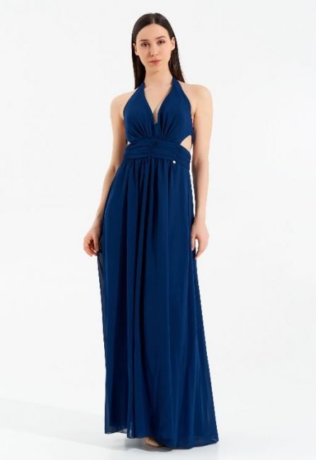 Rinascimento abito lungo da cerimonia blu navy collezione autunno inverno 2020 2021 Rinascimento abito lungo da cerimonia blu navy collezione autunno inverno 2020 2021