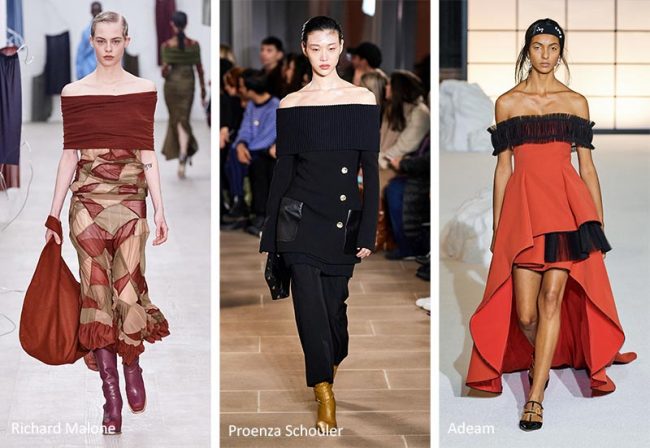 Scollatura off the shoulder con spalle scoperte moda inverno 2020 2021 Scollatura off the shoulder con spalle scoperte moda inverno 2020 2021