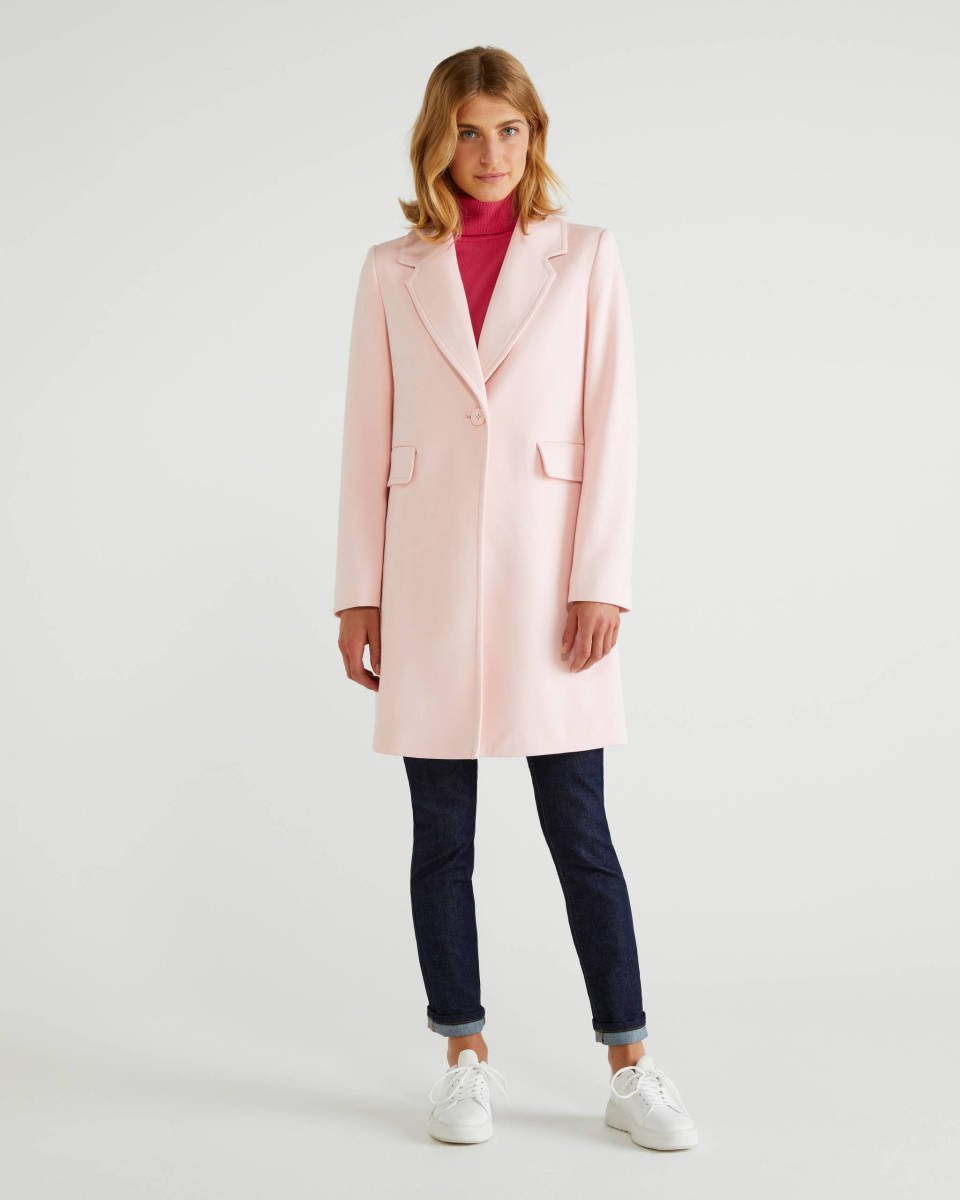 Cappottino Benetton rosa pastello collezione autunno inverno 2020 2021