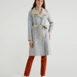 Cappotto grigio in panno di lana Benetton inverno 2020 2021