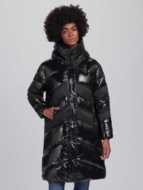 Piumino lungo Blauer donna in nylon lucido nero inverno 2021 Piumino lungo Blauer donna in nylon lucido nero inverno 2021