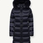 Piumino lungo con bordo del cappuccio di pelliccia Colmar