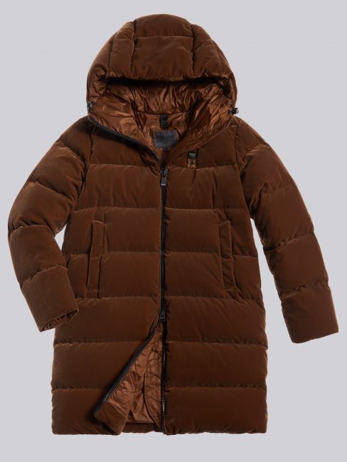 Piumino lungo in velluto donna Blauer collezione inverno 2020 2021 Piumino lungo in velluto donna Blauer collezione inverno 2020 2021