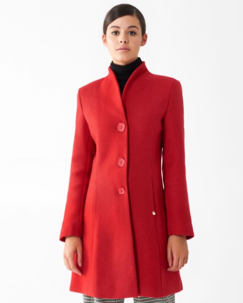 Cappotto in lana rossa rinascimento inverno 2020 2021