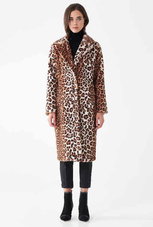 Cappotto in pelliccia sintetica animalier Rinascimento inverno 2021