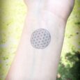 Piccolo tatuaggio geometria sacra del fiore della vita