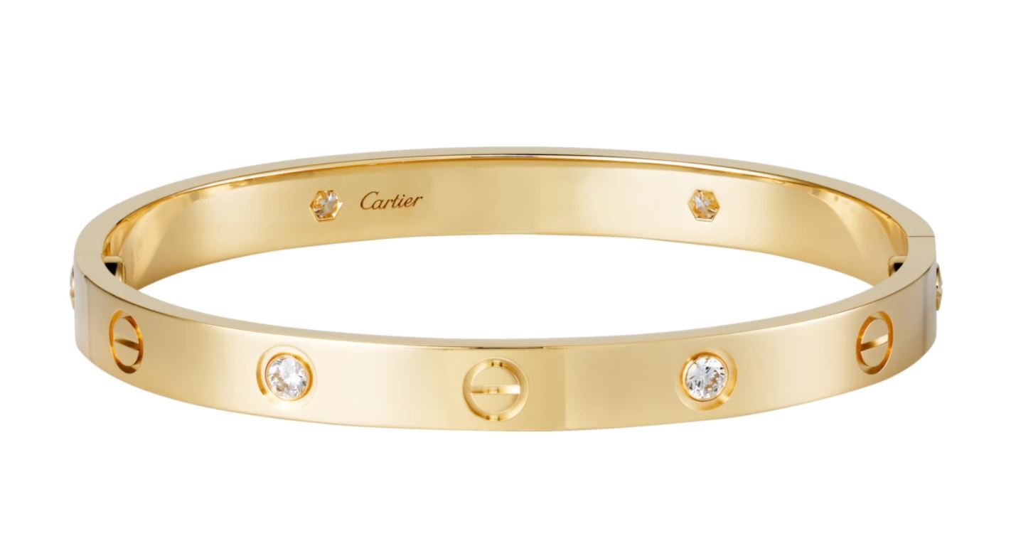 Bracciale Cartier Love 4 diamanti in oro giallo