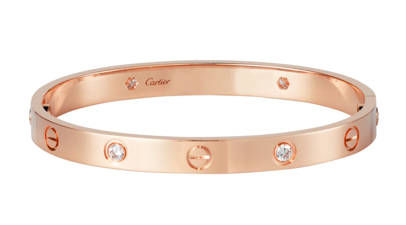 Bracciale Cartier Love 4 diamanti in oro rosa