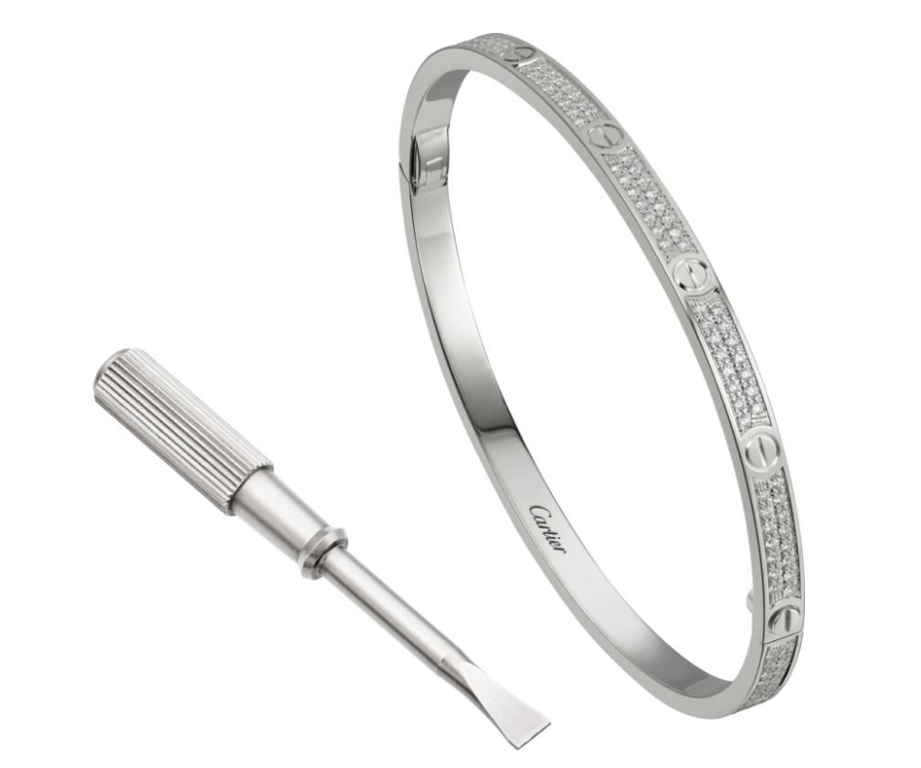 Bracciale Love Cartier in oro bianco con diamanti modello piccolo