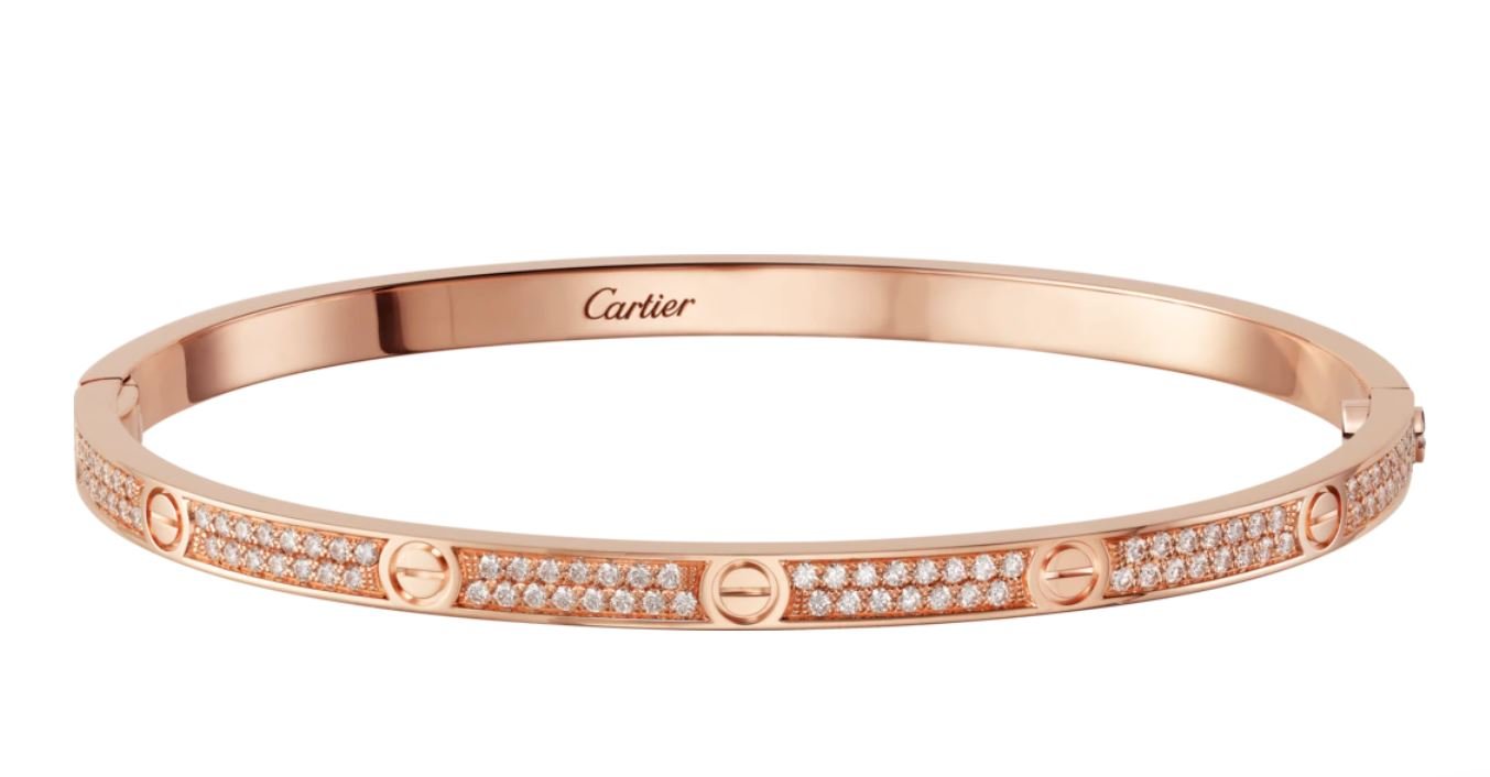 Bracciale Love Cartier in oro rosa con diamanti modello piccolo