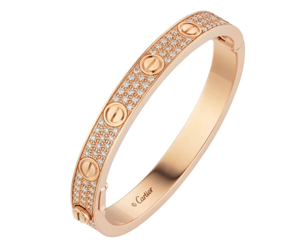 Bracciale Love Cartier in oro rosa con diamanti