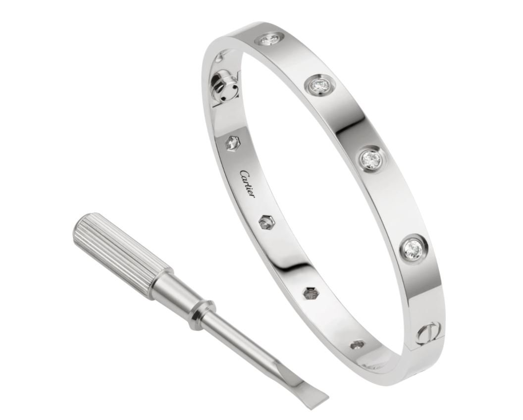 Cartier Love Bracelet in oro bianco con 10 diamanti