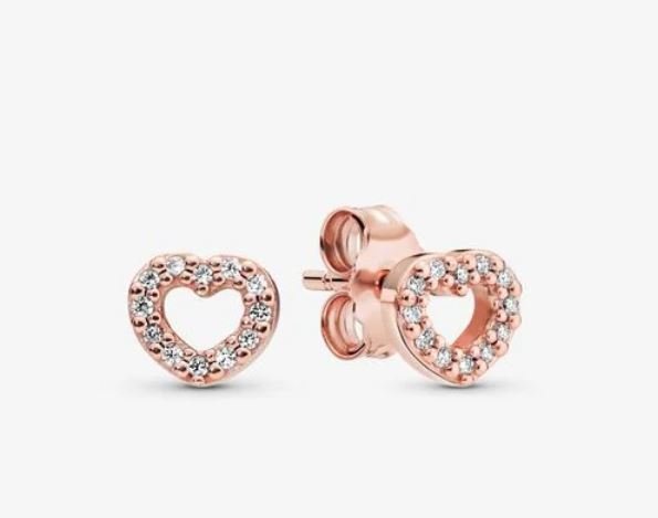 Orecchini a lobo a forma di cuore Pandora in oro rosa Orecchini a lobo a forma di cuore Pandora in oro rosa