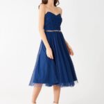 Abito da cerimonia in tulle blu Rinascimento estate 2021
