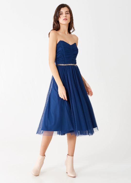 Abito da cerimonia in tulle blu Rinascimento estate 2021