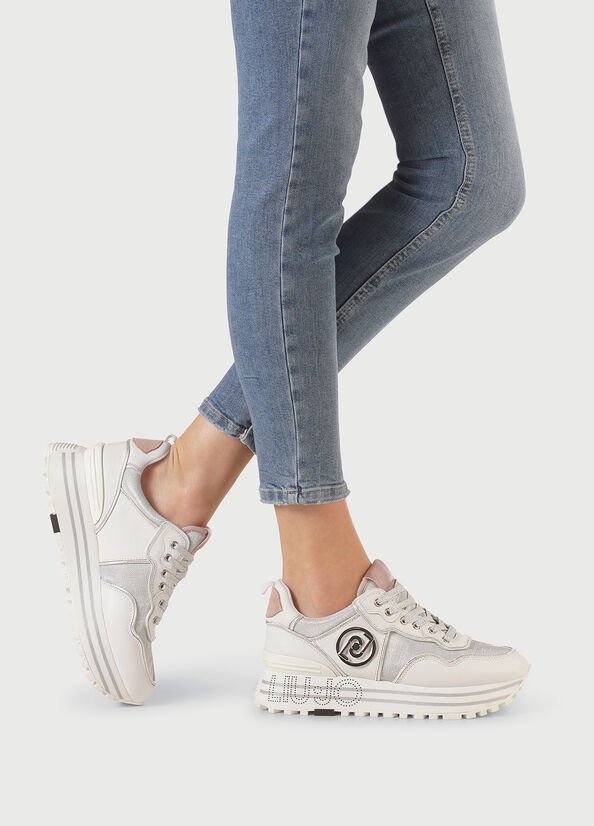 Sneaker Liu Jo in pelle bianca con dettagli metallizzati estate 2021