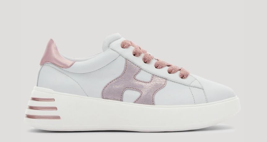 Nuove Hogan Rebel collezione estate 2021 bianche con dettagli rosa perlato