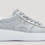 Nuove sneakers donna Hogan Rebel in pelle argentata collezione primavera estate 2021