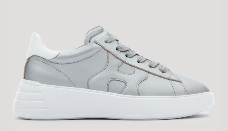 Nuove sneakers donna Hogan Rebel in pelle argentata collezione primavera estate 2021