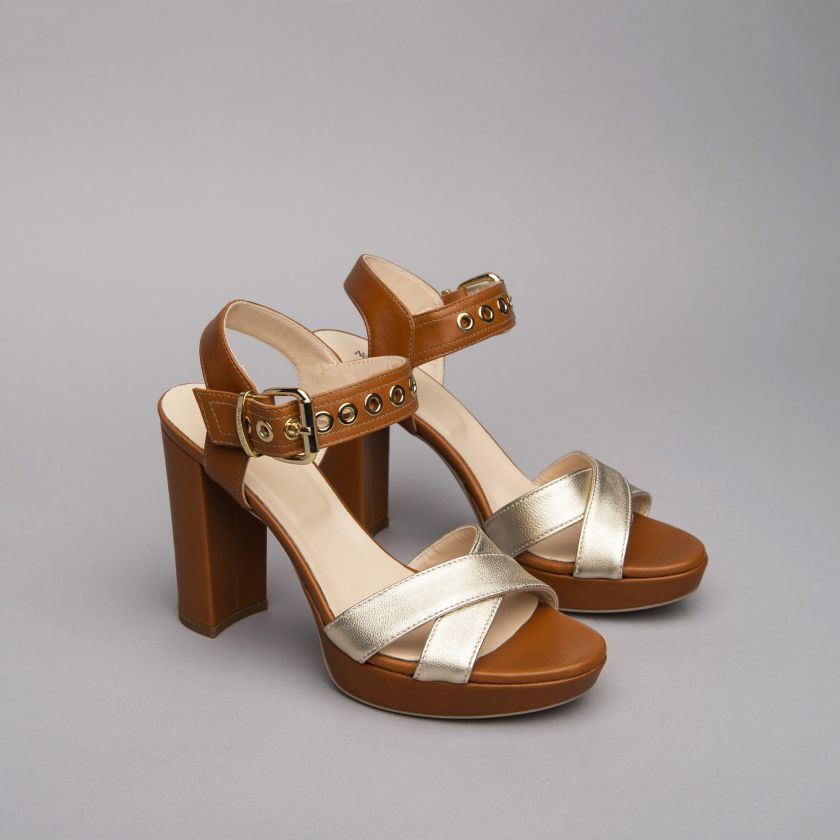 Sandali con tacco alto grosso Nero Giardini a listini incrociati 2021