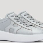 Sneakers donna Hogan rebel in pelle argentata collezione primavera estate 2021