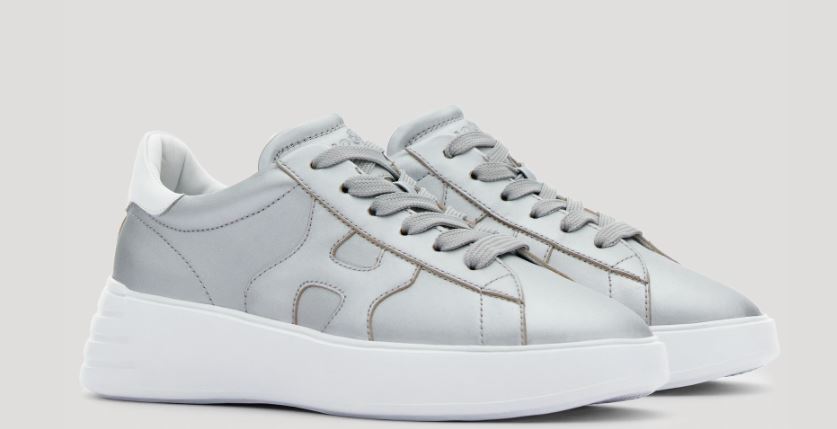 Sneakers donna Hogan rebel in pelle argentata collezione primavera estate 2021