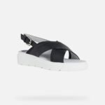 Sandali neri con comoda suola platform Geox estate 2021