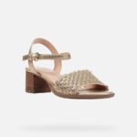Sandalo dorato con tacco medio GEOX estate 2021 modello Sozy Mid